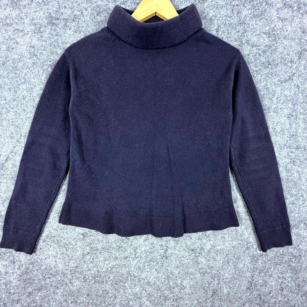 & Other Stories Cropped Sweater Womens XS Navy Ribbed Hem Turtleneck‎ Pullover